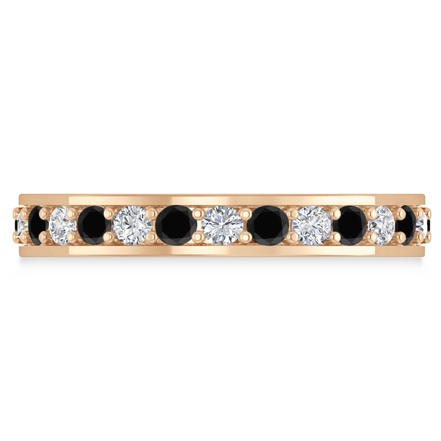 Black & White Diamond Eternity Wedding Band 14k Rose Gold (1.08ct)