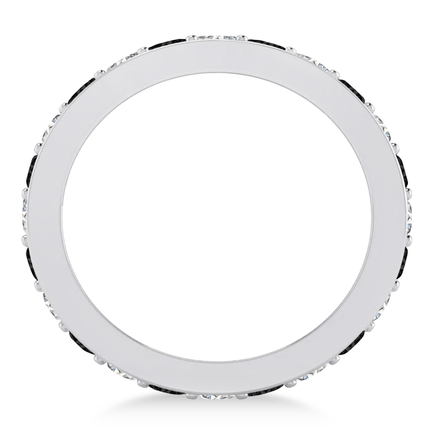 Black & White Diamond Eternity Wedding Band 14k White Gold (1.08ct)