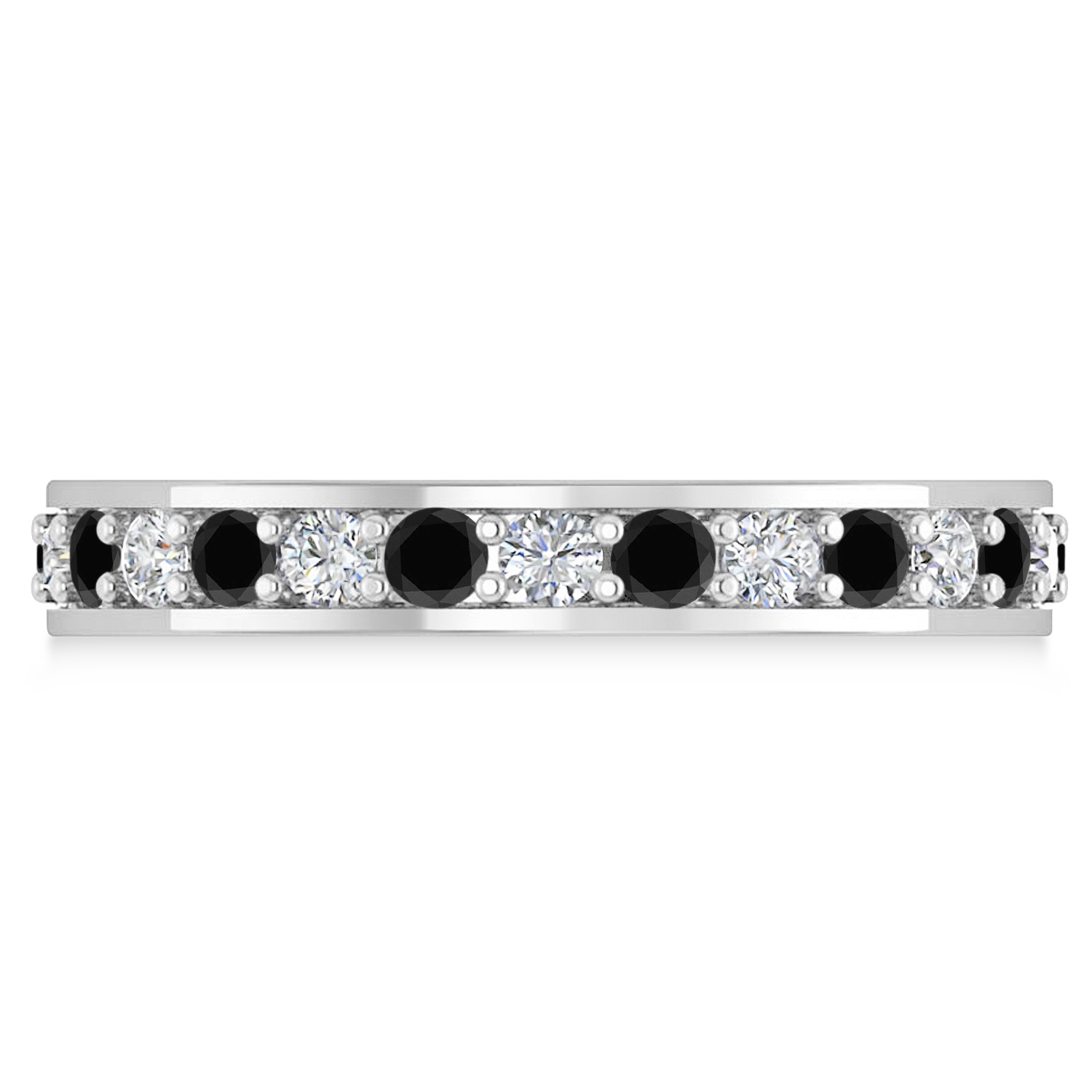 Black & White Diamond Eternity Wedding Band 14k White Gold (1.08ct)