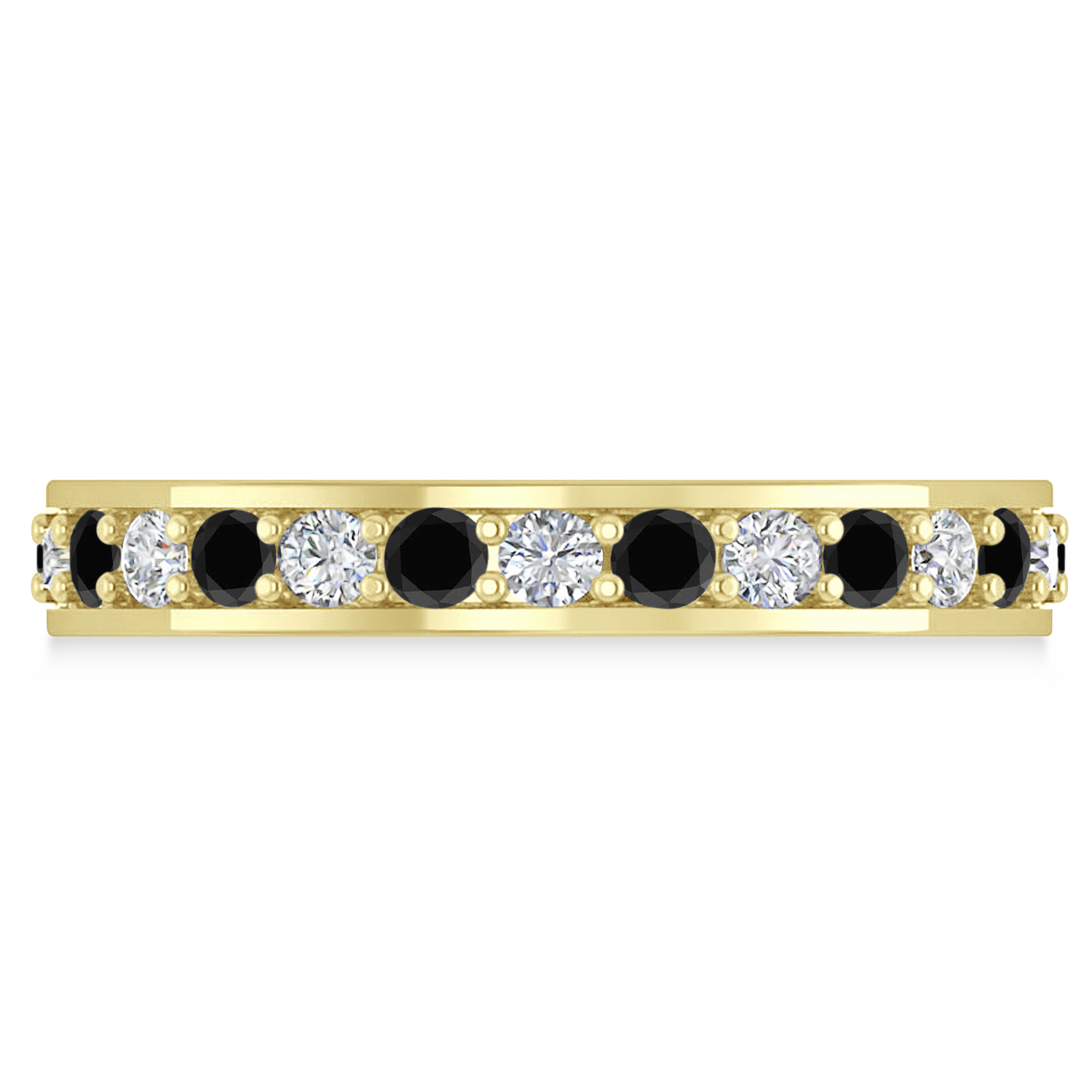 Black & White Diamond Eternity Wedding Band 14k Yellow Gold (1.08ct)