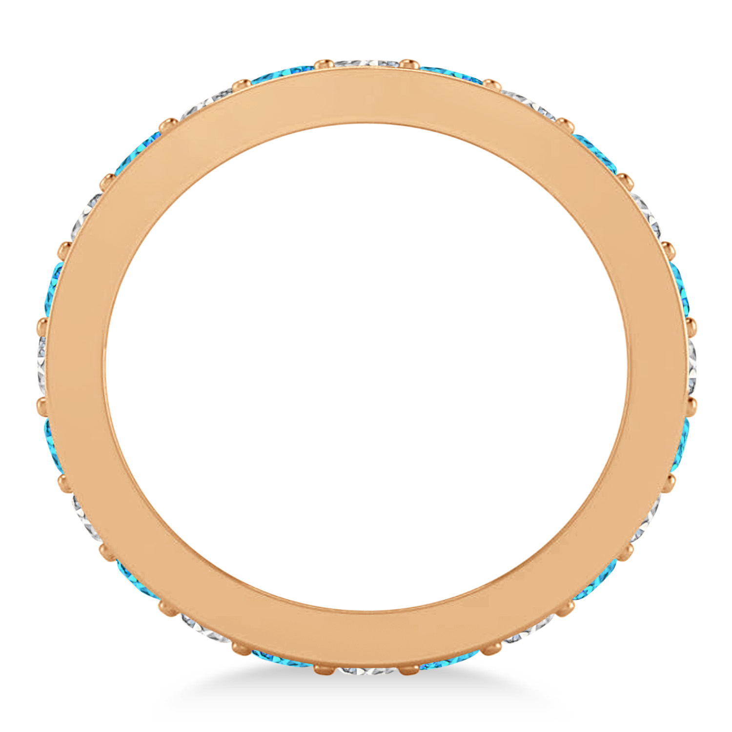 Diamond & Blue Topaz Eternity Wedding Band 14k Rose Gold (1.08ct)