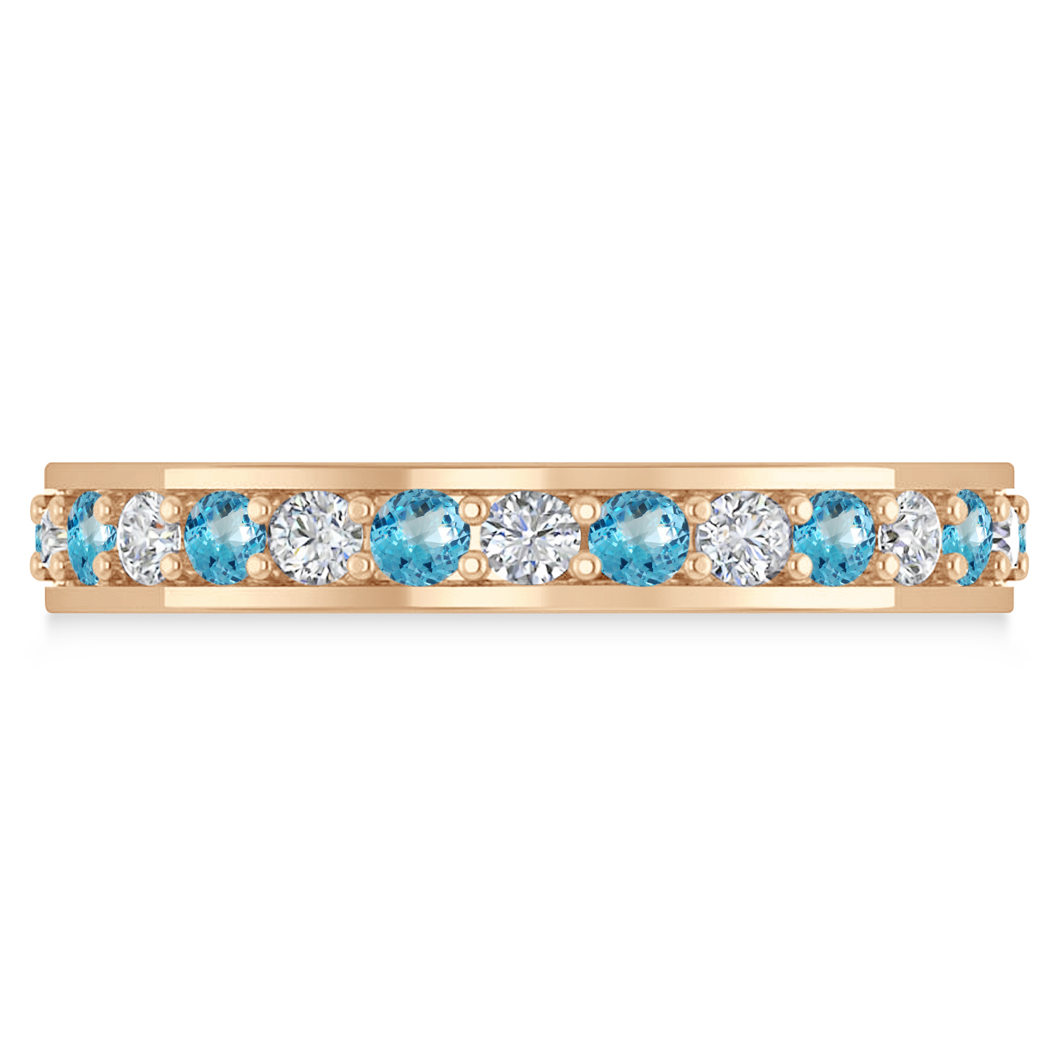 Diamond & Blue Topaz Eternity Wedding Band 14k Rose Gold (1.08ct)