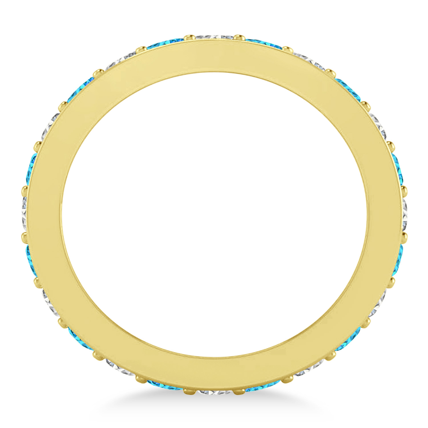 Diamond & Blue Topaz Eternity Wedding Band 14k Yellow Gold (1.08ct)