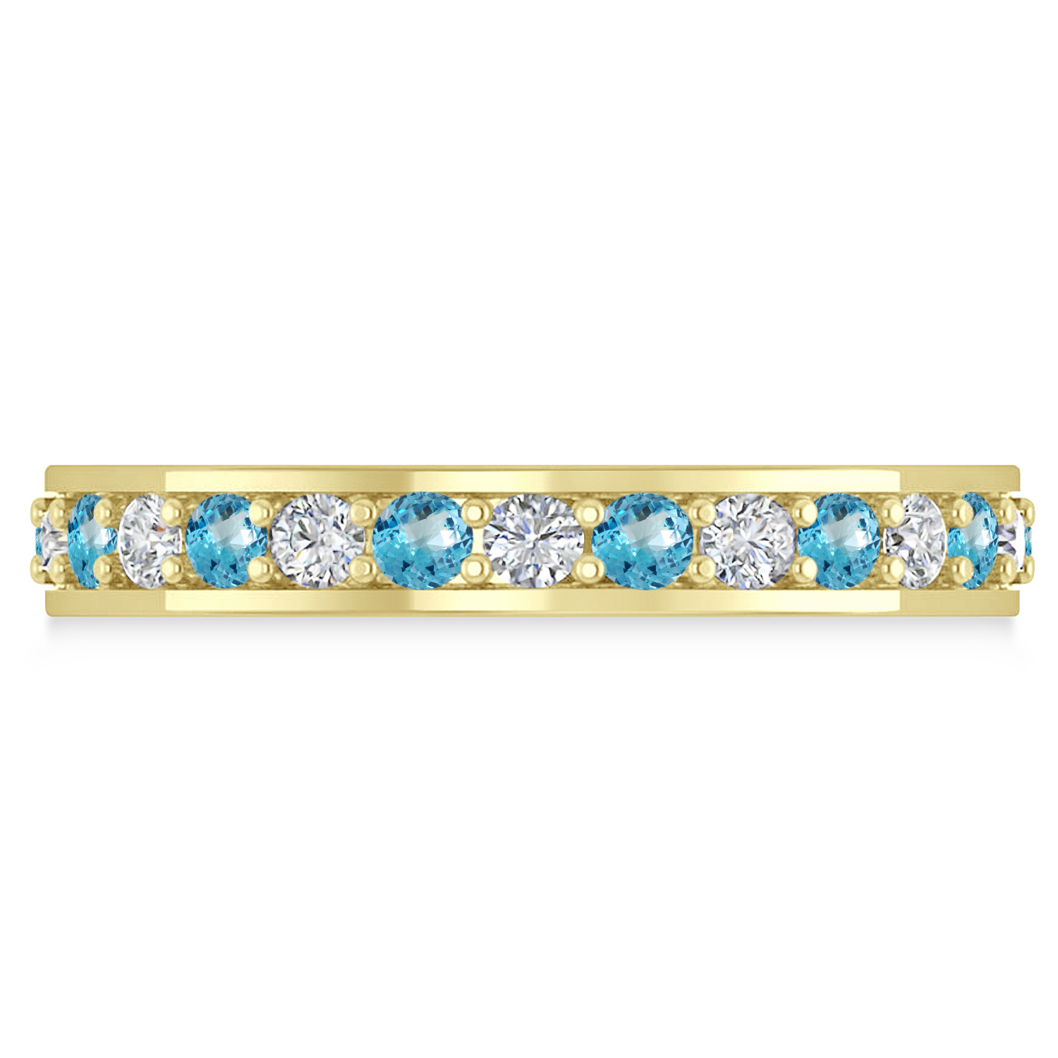 Diamond & Blue Topaz Eternity Wedding Band 14k Yellow Gold (1.08ct)