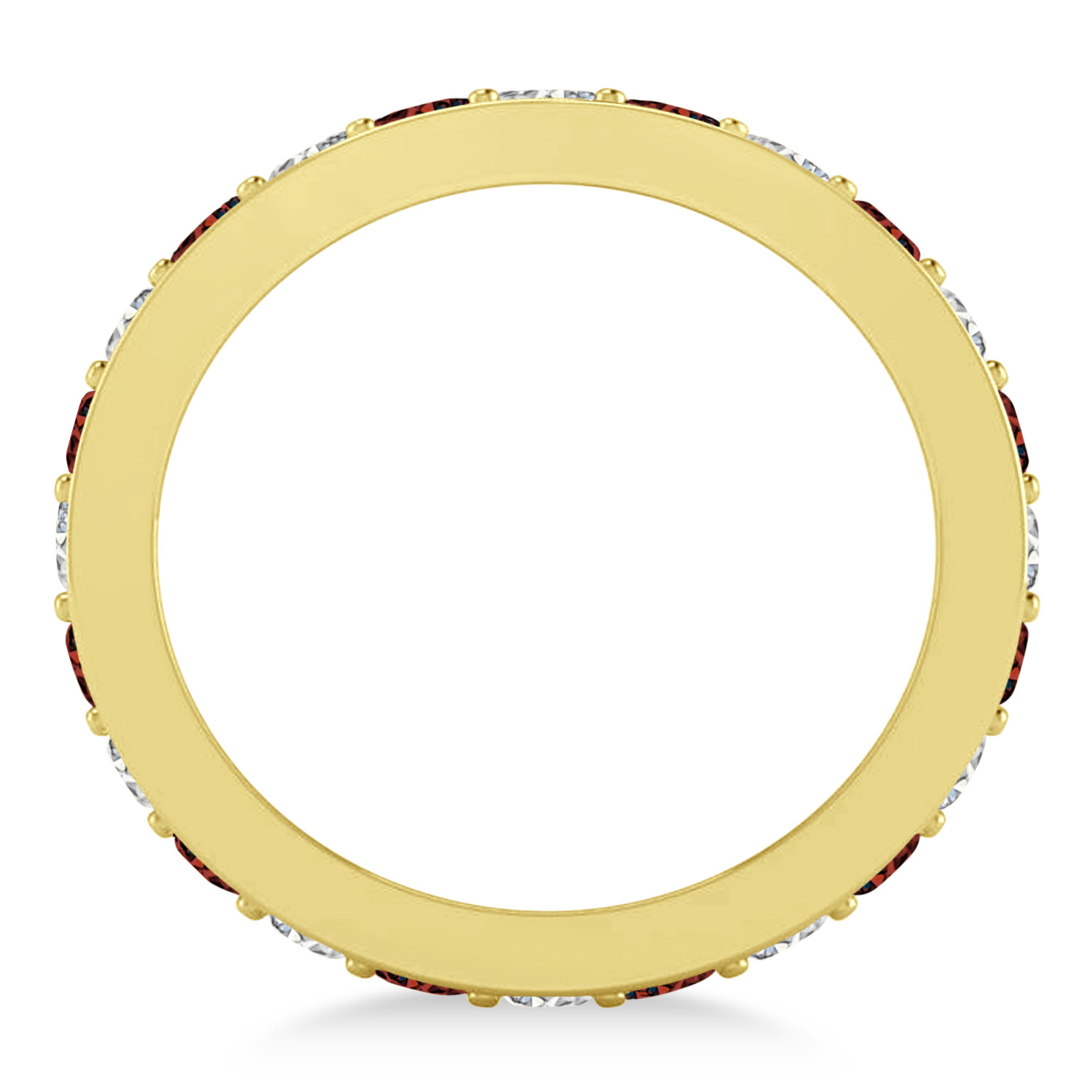 Diamond & Garnet Eternity Wedding Band 14k Yellow Gold (1.08ct)