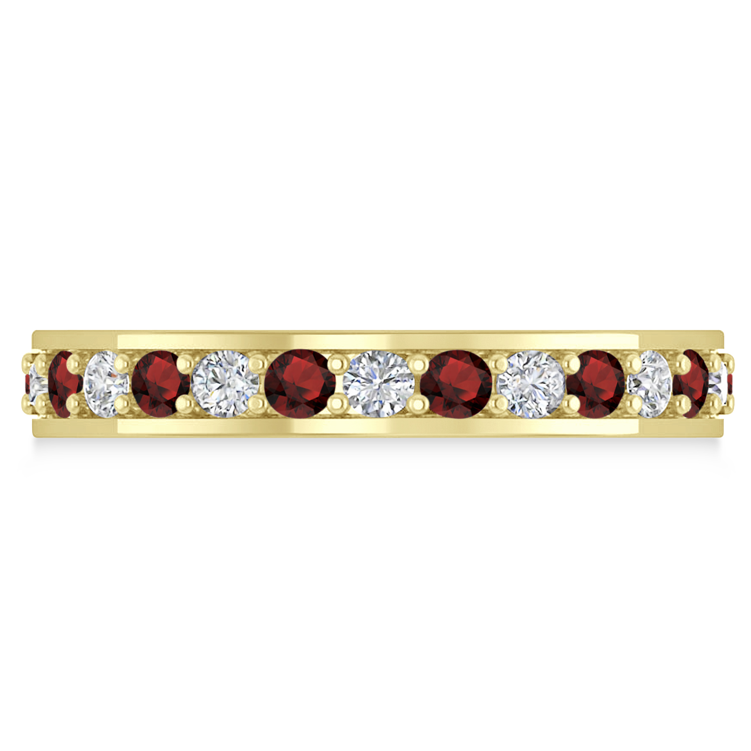 Diamond & Garnet Eternity Wedding Band 14k Yellow Gold (1.08ct)