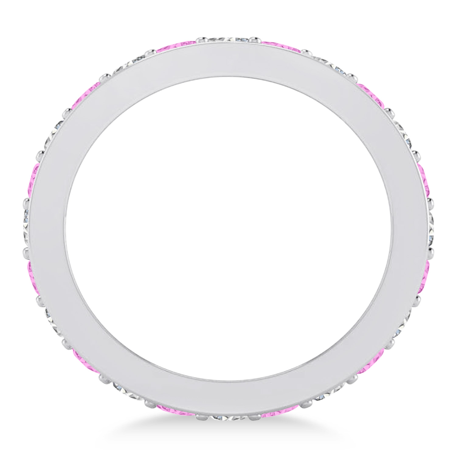 Diamond & Pink Sapphire Eternity Wedding Band 14k White Gold (1.08ct)