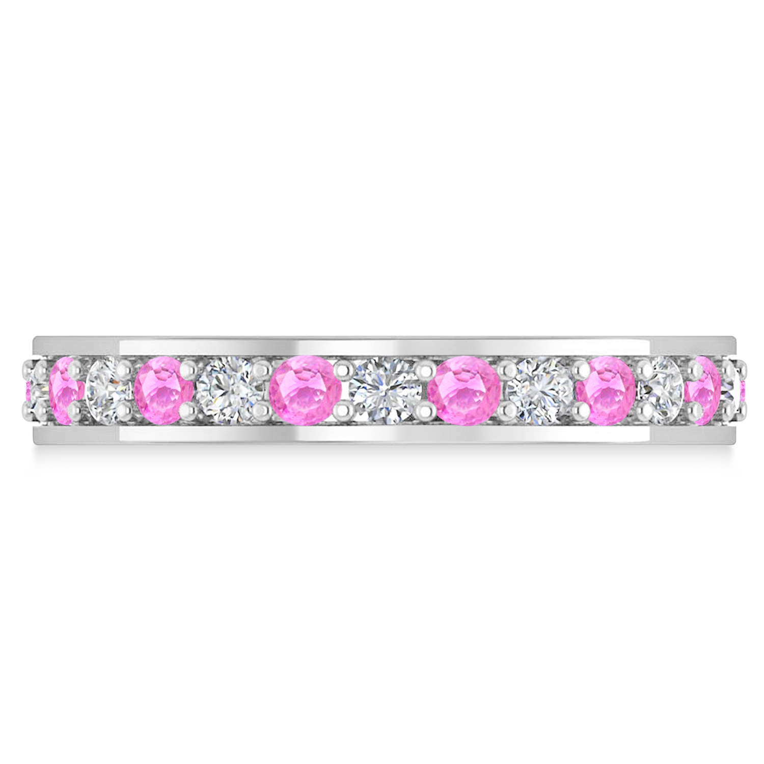 Diamond & Pink Sapphire Eternity Wedding Band 14k White Gold (1.08ct)
