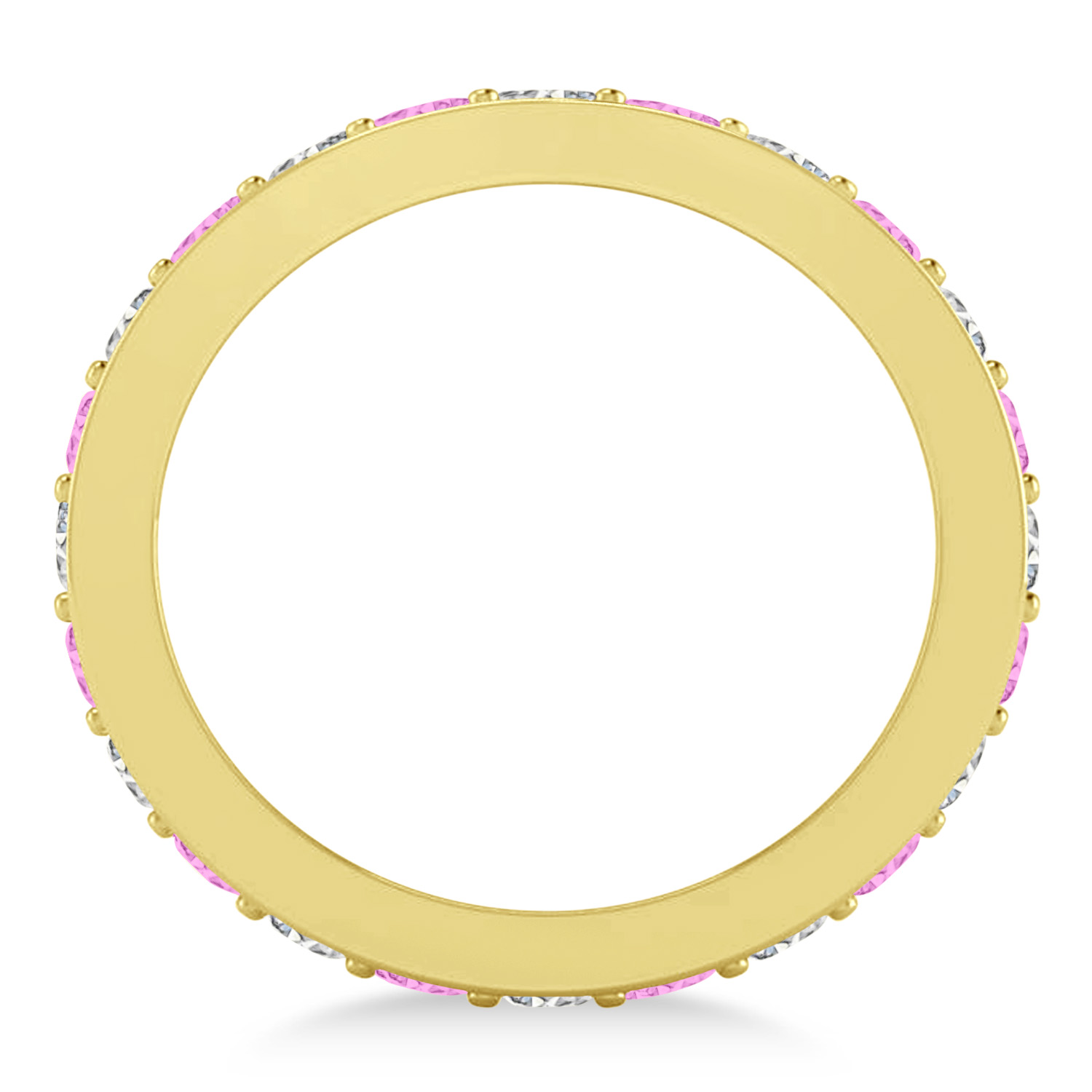 Diamond & Pink Sapphire Eternity Wedding Band 14k Yellow Gold (1.08ct)