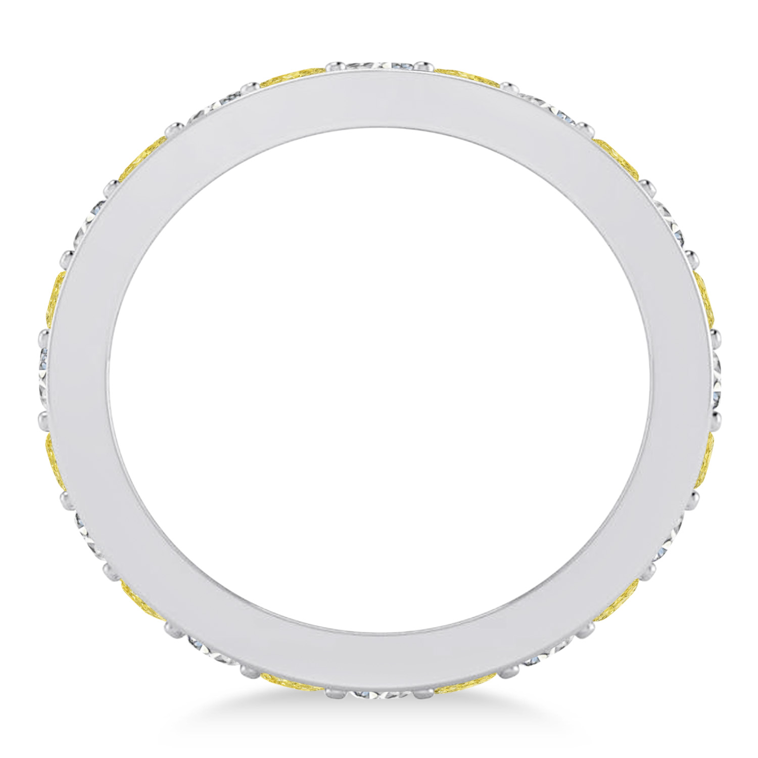 Yellow & White Diamond Eternity Wedding Band 14k White Gold (1.08ct)