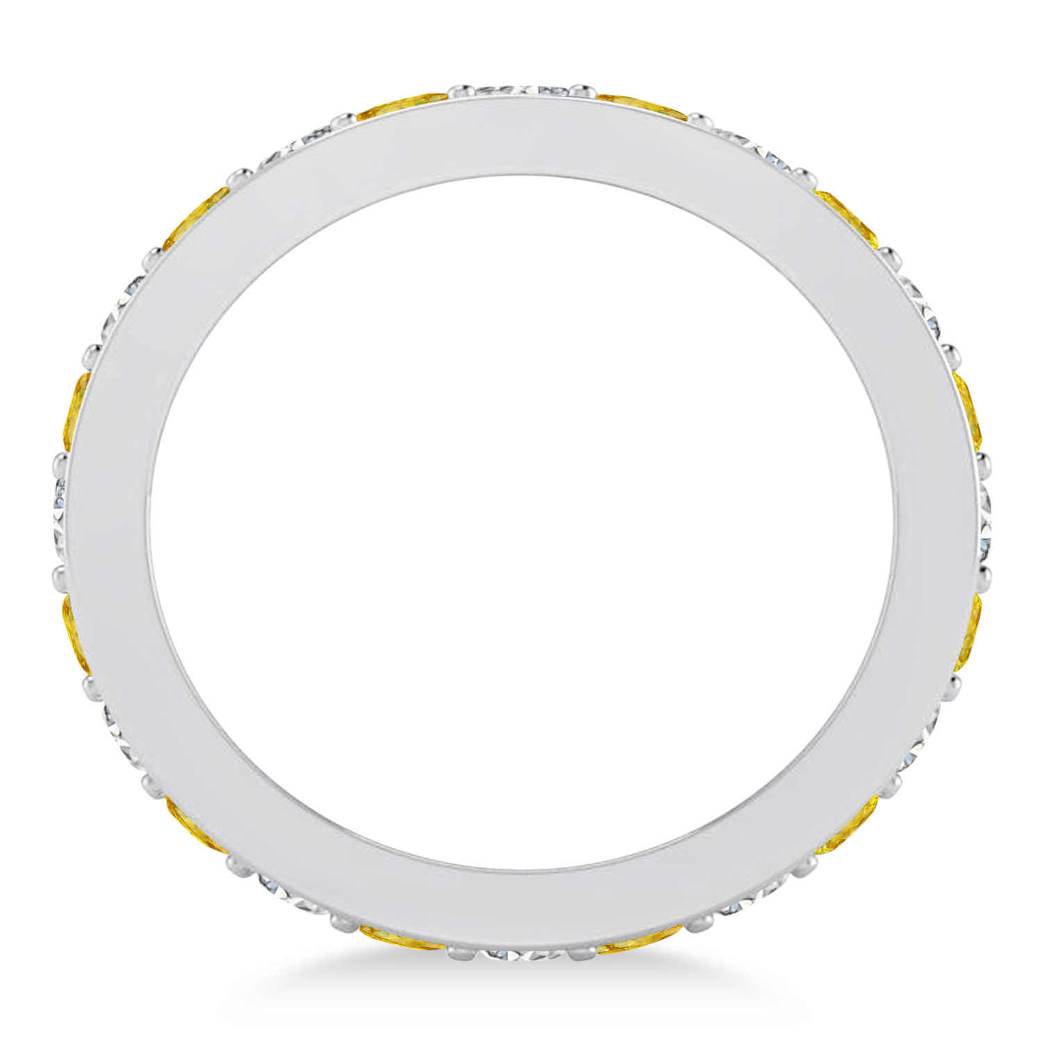 Diamond & Yellow Sapphire Eternity Wedding Band 14k White Gold (1.08ct)