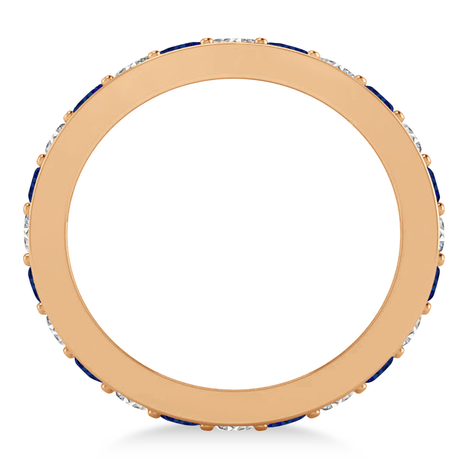 Diamond & Blue Sapphire Eternity Wedding Band 14k Rose Gold (1.44ct)