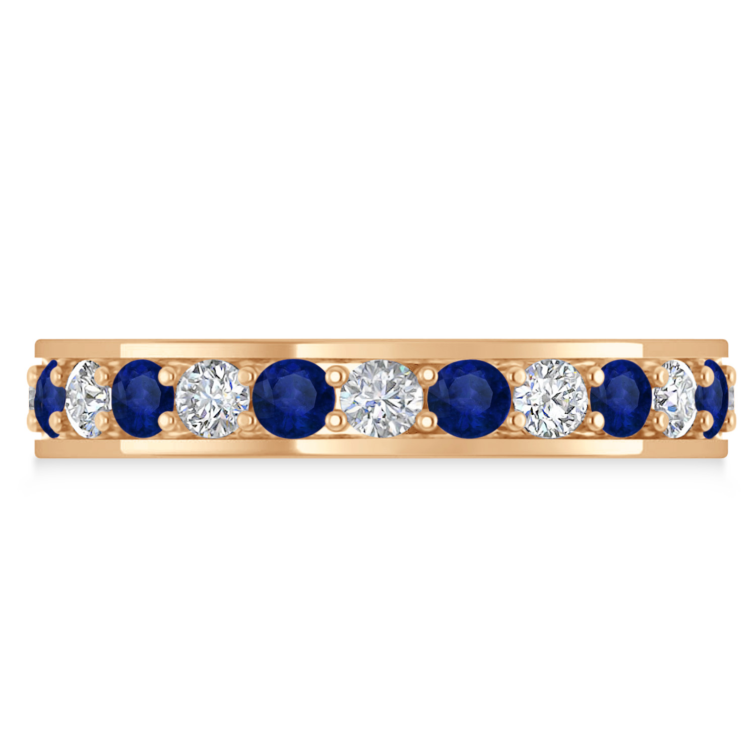 Diamond & Blue Sapphire Eternity Wedding Band 14k Rose Gold (1.44ct)