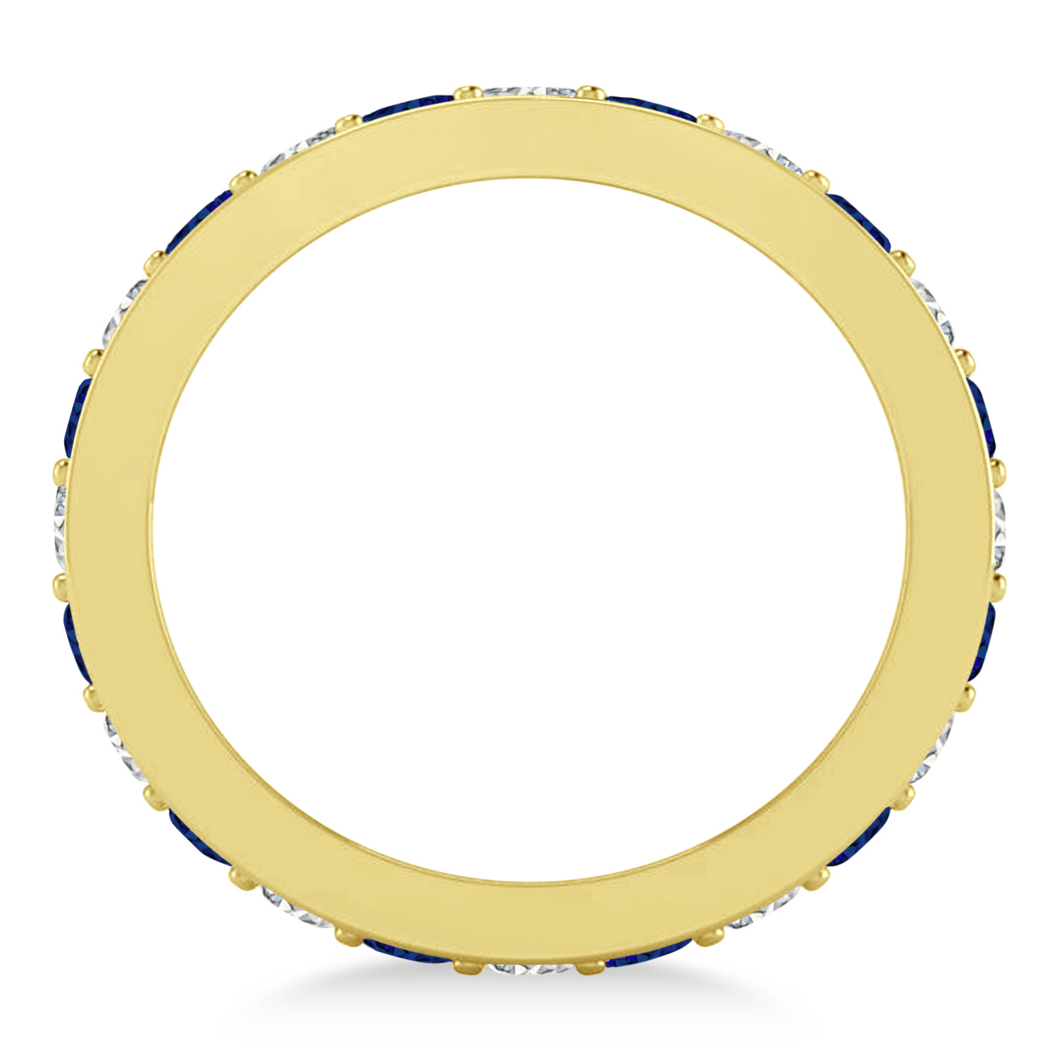 Diamond & Blue Sapphire Eternity Wedding Band 14k Yellow Gold (1.44ct)