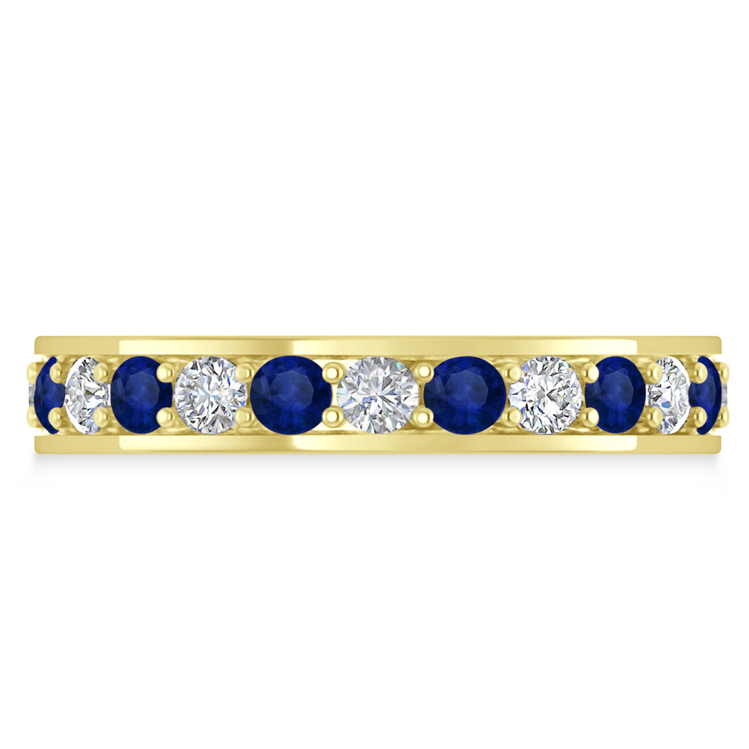 Diamond & Blue Sapphire Eternity Wedding Band 14k Yellow Gold (1.44ct)