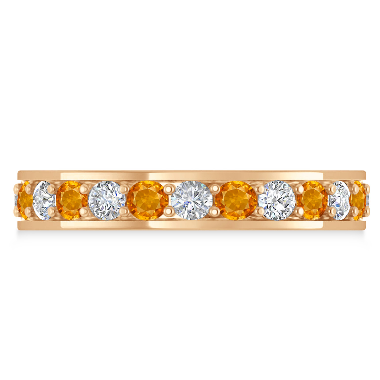 Diamond & Citrine Eternity Wedding Band 14k Rose Gold (1.44ct)