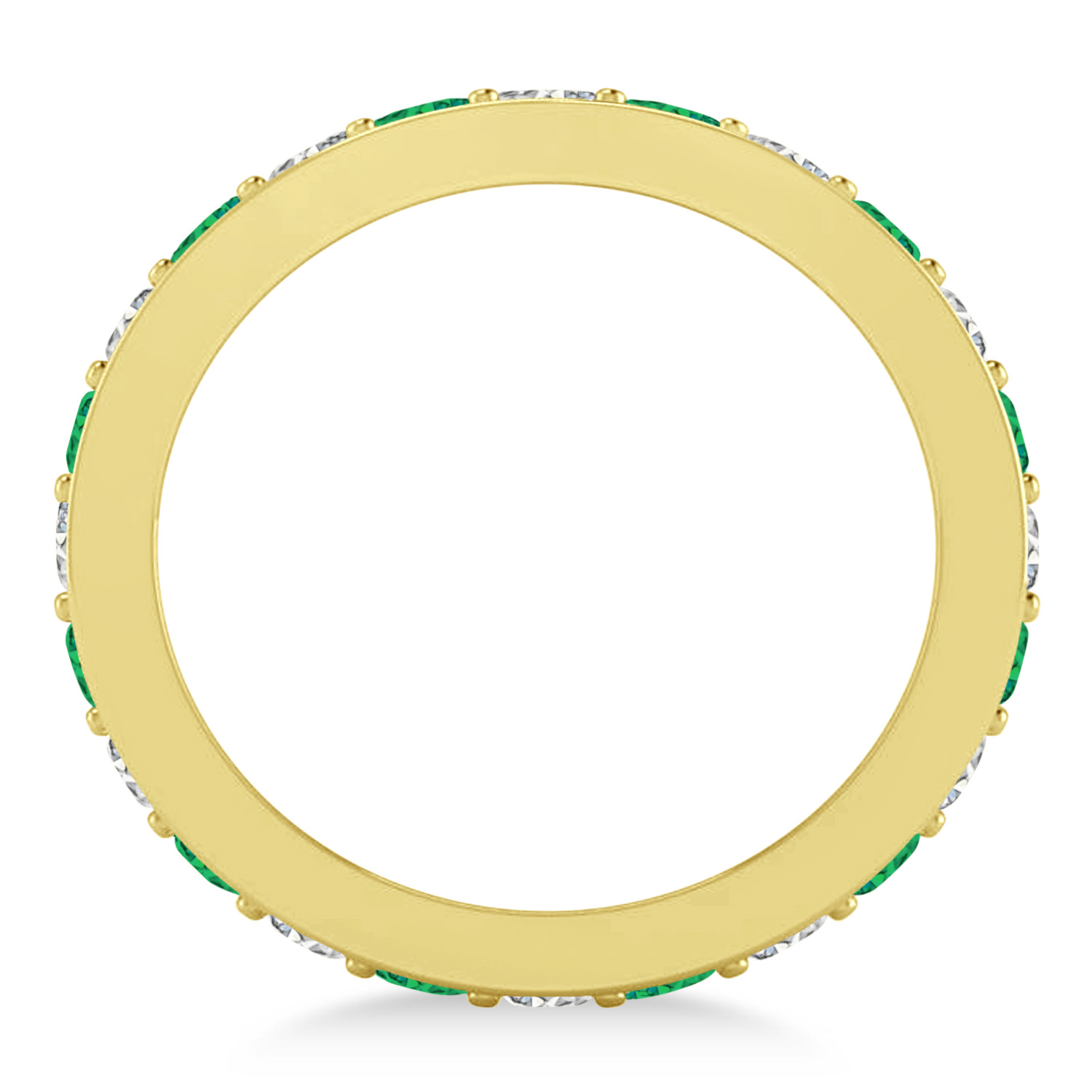 Diamond & Emerald Eternity Wedding Band 14k Yellow Gold (1.44ct)