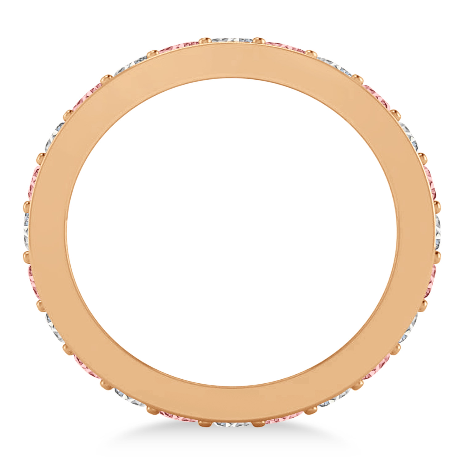 Diamond & Morganite Eternity Wedding Band 14k Rose Gold (1.44ct)
