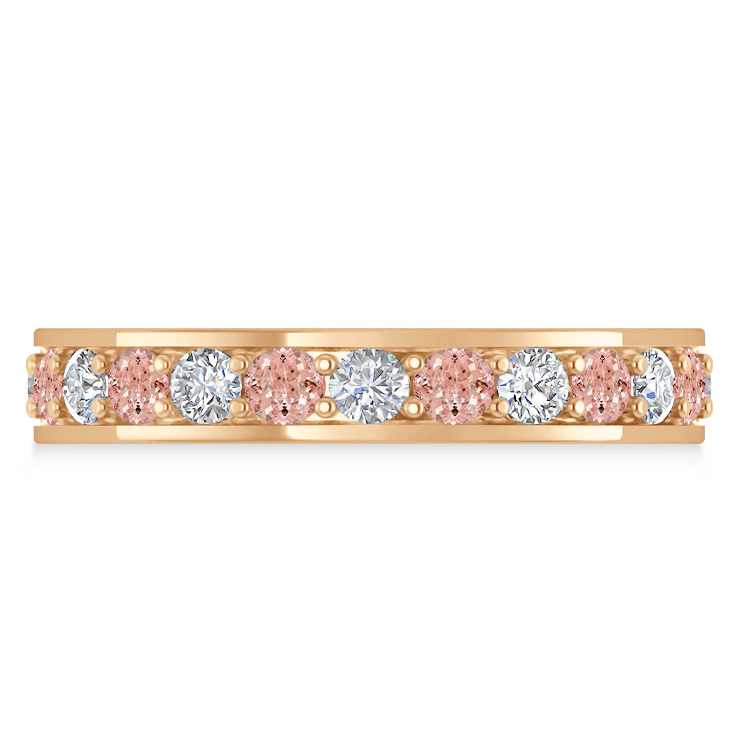 Diamond & Morganite Eternity Wedding Band 14k Rose Gold (1.44ct)