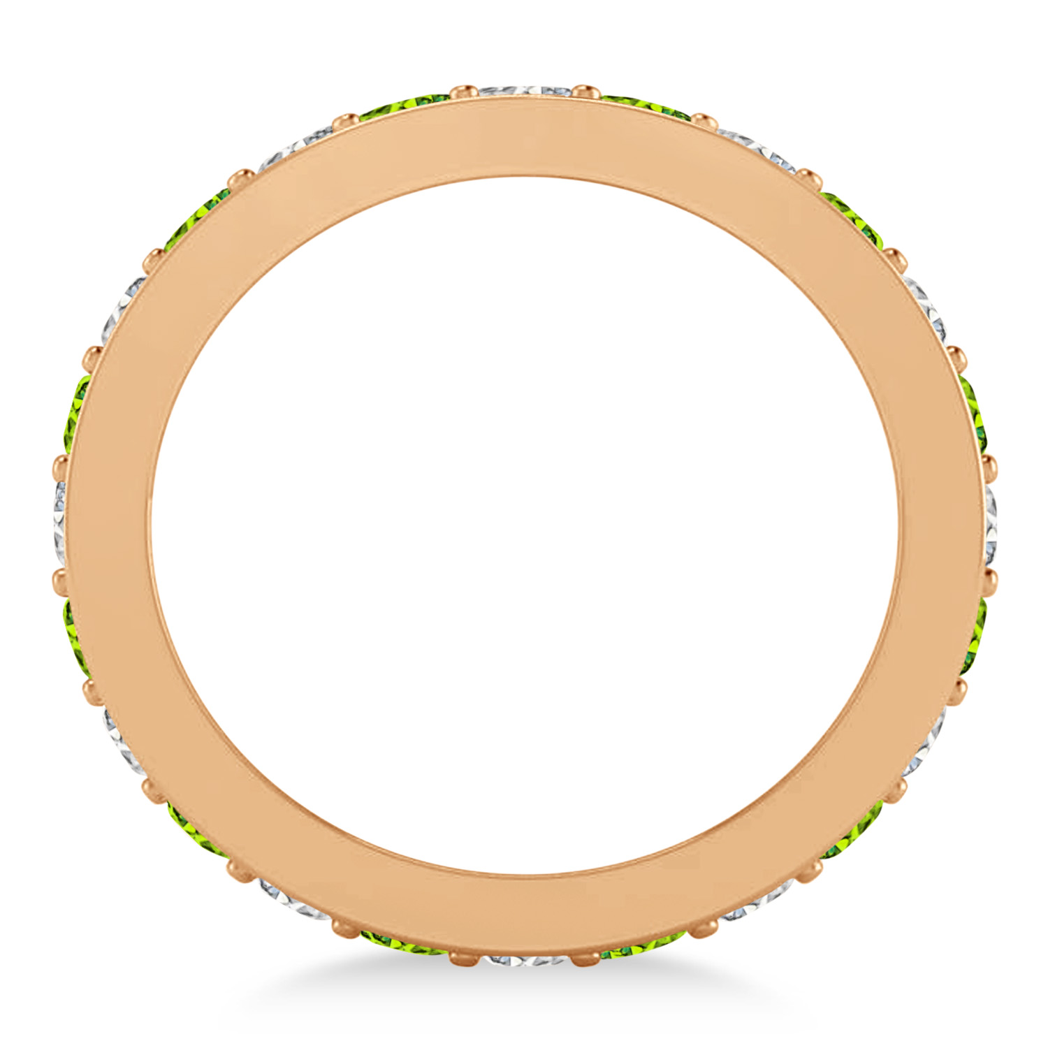 Diamond & Peridot Eternity Wedding Band 14k Rose Gold (1.44ct)
