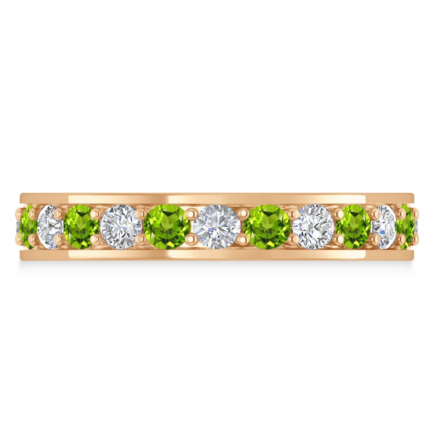 Diamond & Peridot Eternity Wedding Band 14k Rose Gold (1.44ct)