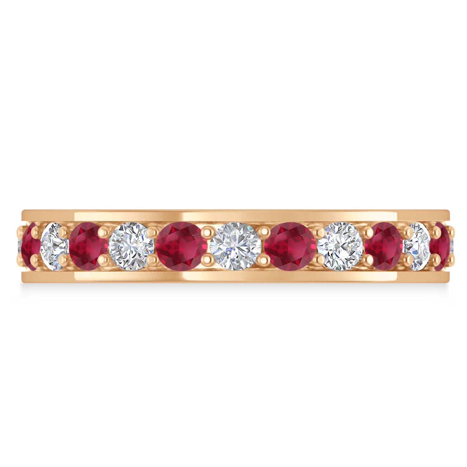 Diamond & Ruby Eternity Wedding Band 14k Rose Gold (1.44ct)