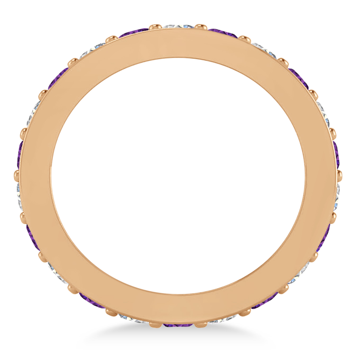 Diamond & Amethyst Eternity Wedding Band 14k Rose Gold (1.76ct)