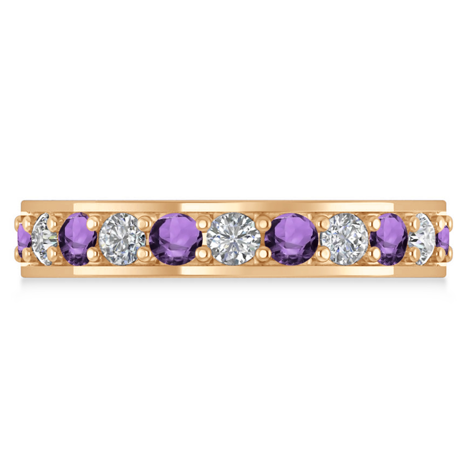 Diamond & Amethyst Eternity Wedding Band 14k Rose Gold (1.76ct)