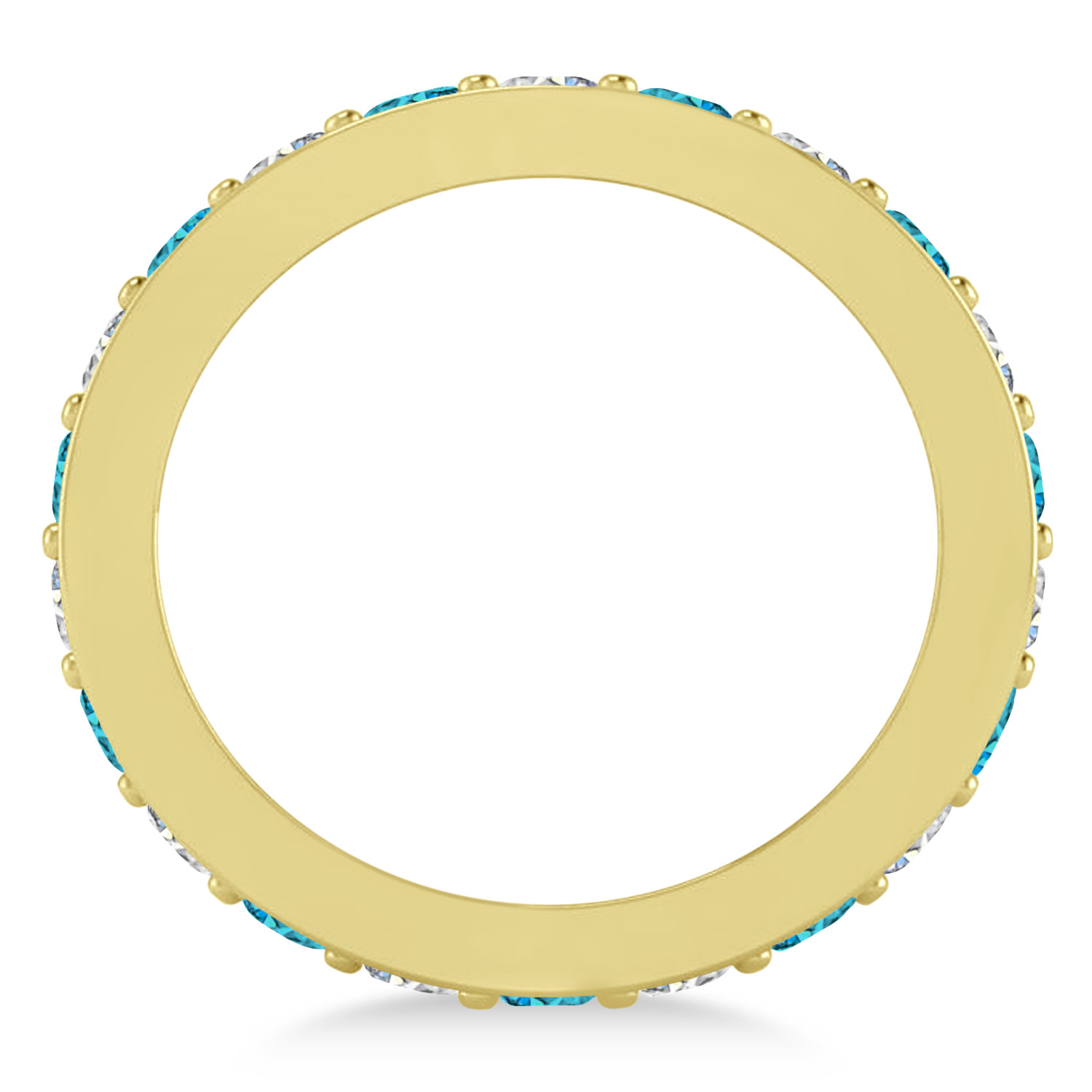 Blue & White Diamond Eternity Wedding Band 14k Yellow Gold (1.76ct)