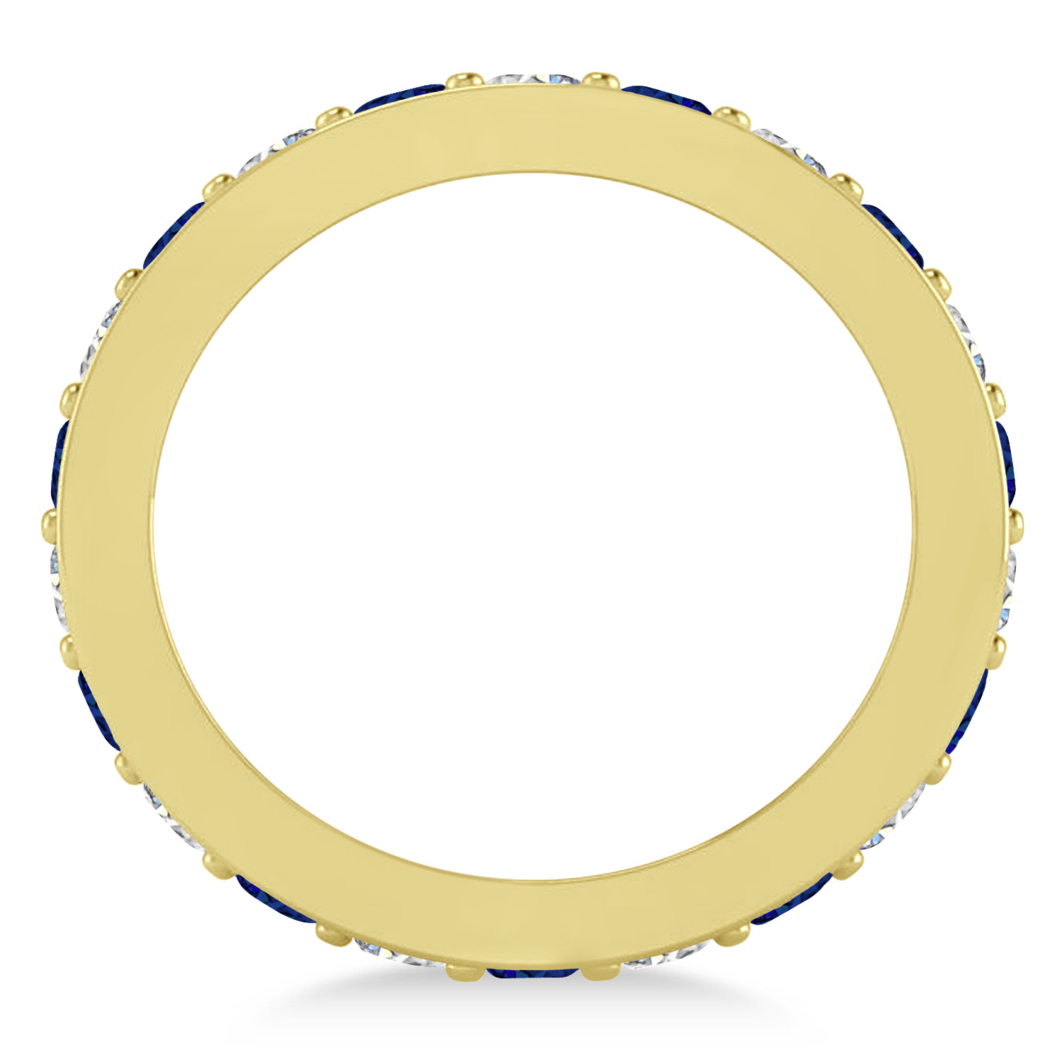 Diamond & Blue Sapphire Eternity Wedding Band 14k Yellow Gold (1.76ct)