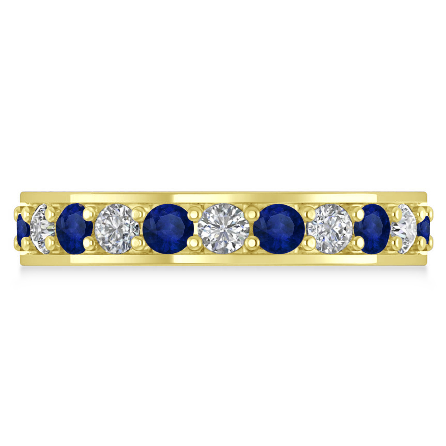 Diamond & Blue Sapphire Eternity Wedding Band 14k Yellow Gold (1.76ct)