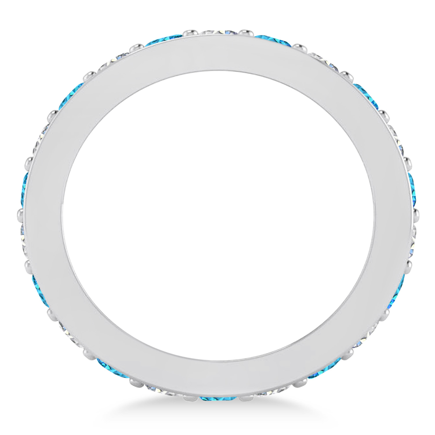 Diamond & Blue Topaz Eternity Wedding Band 14k White Gold (1.76ct)