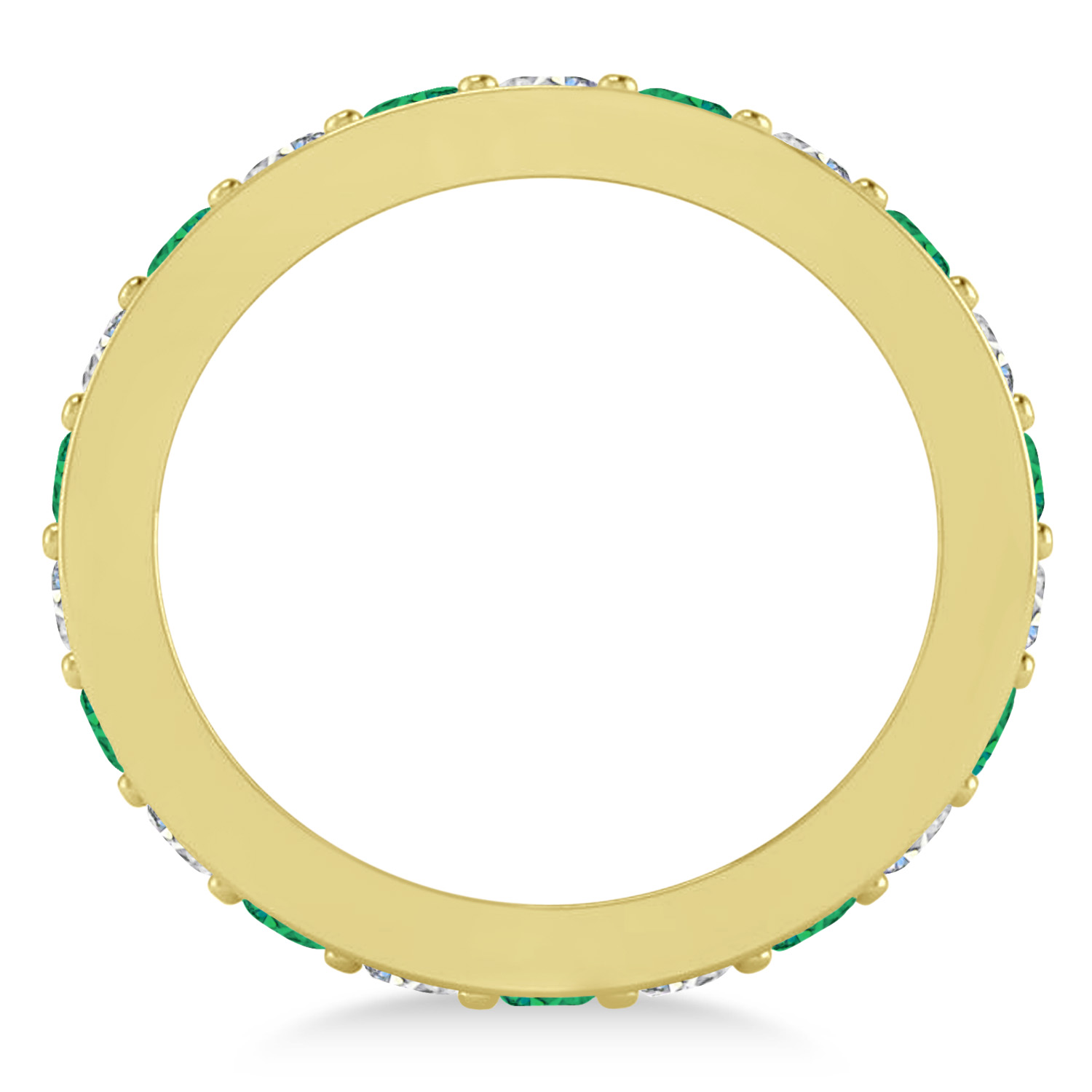 Diamond & Emerald Eternity Wedding Band 14k Yellow Gold (1.76ct)