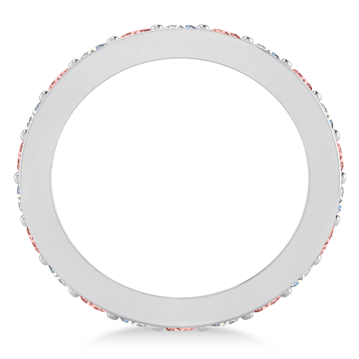 Diamond & Morganite Eternity Wedding Band 14k White Gold (1.76ct)