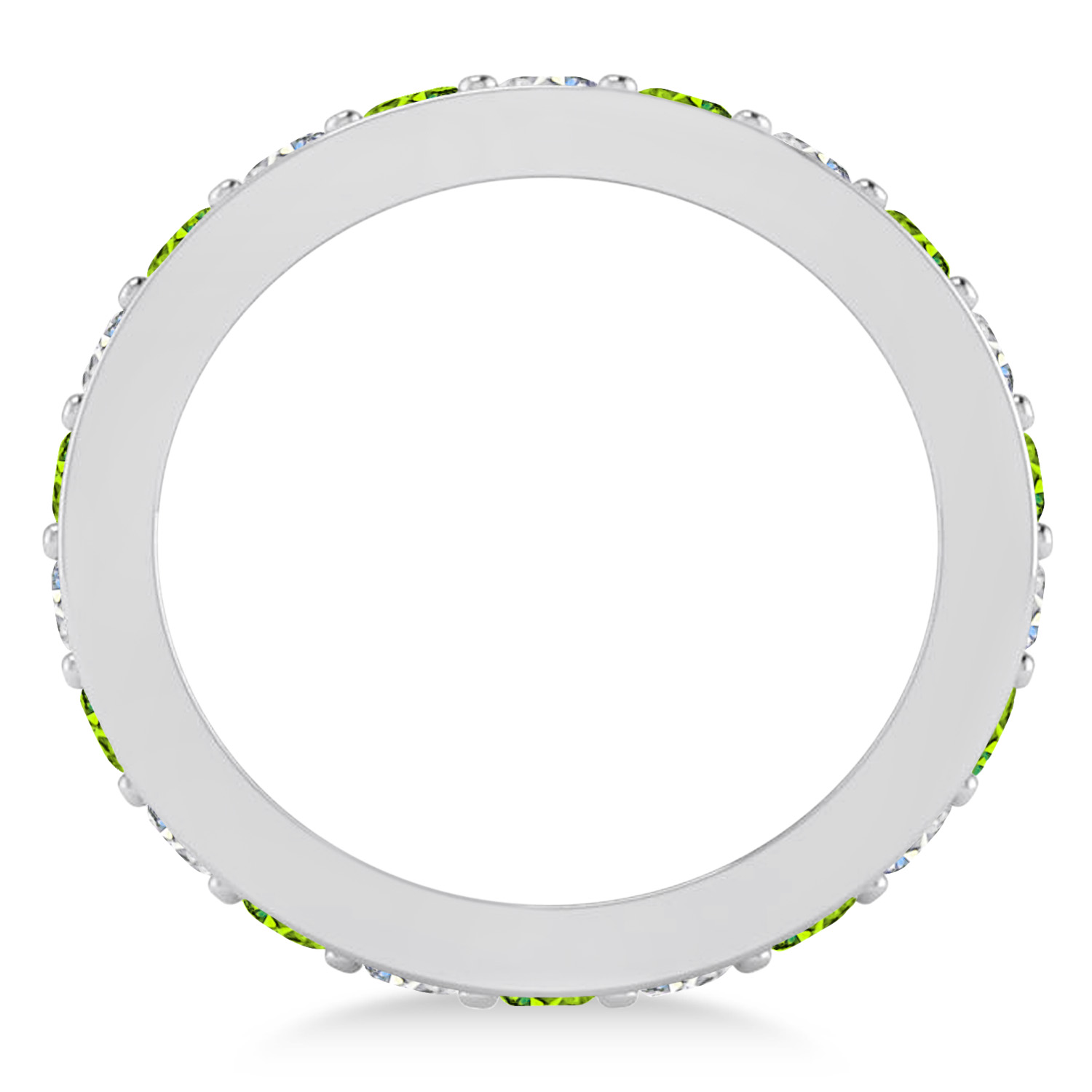 Diamond & Peridot Eternity Wedding Band 14k White Gold (1.76ct)