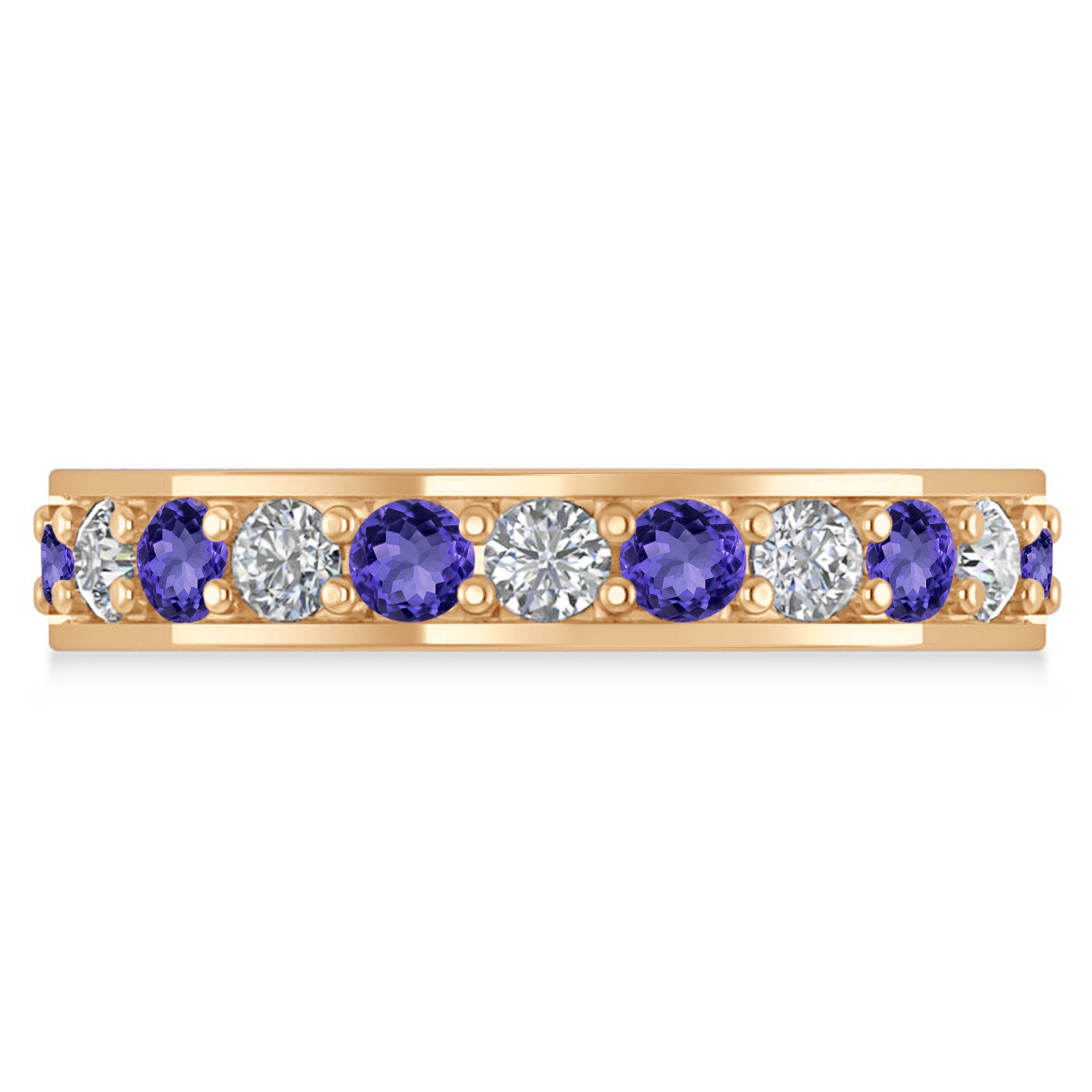 Diamond & Tanzanite Eternity Wedding Band 14k Rose Gold (1.76ct)