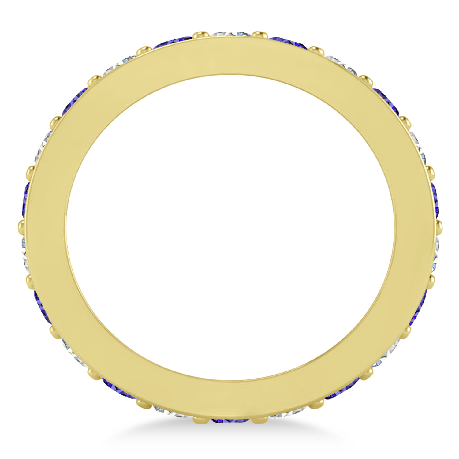 Diamond & Tanzanite Eternity Wedding Band 14k Yellow Gold (1.76ct)