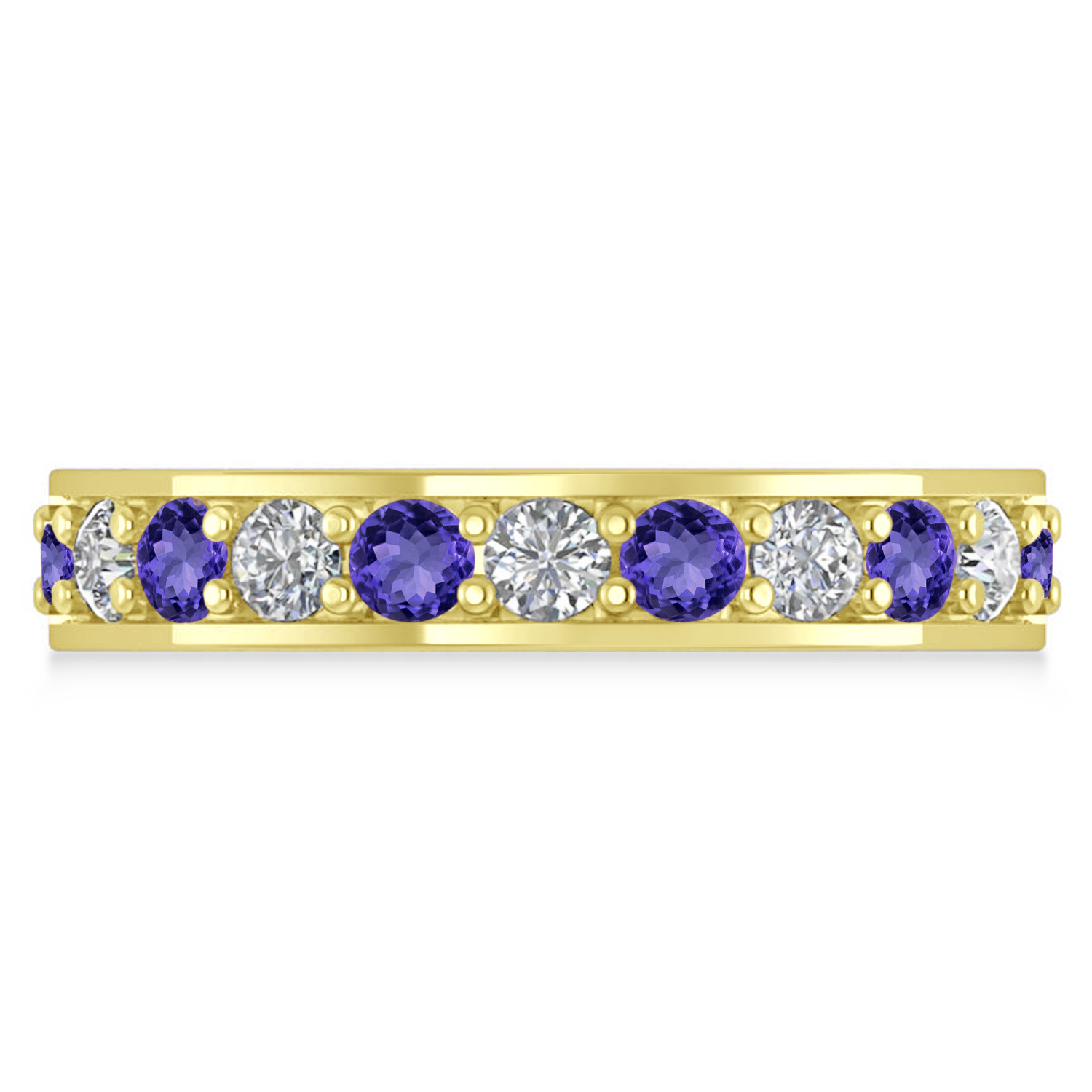 Diamond & Tanzanite Eternity Wedding Band 14k Yellow Gold (1.76ct)