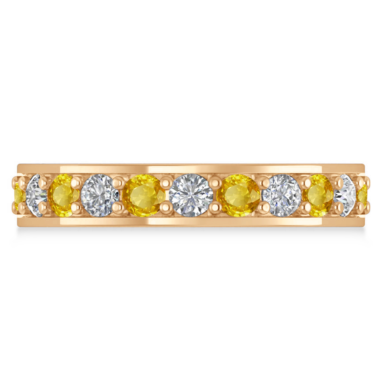 Diamond & Yellow Sapphire Eternity Wedding Band 14k Rose Gold (1.76ct)