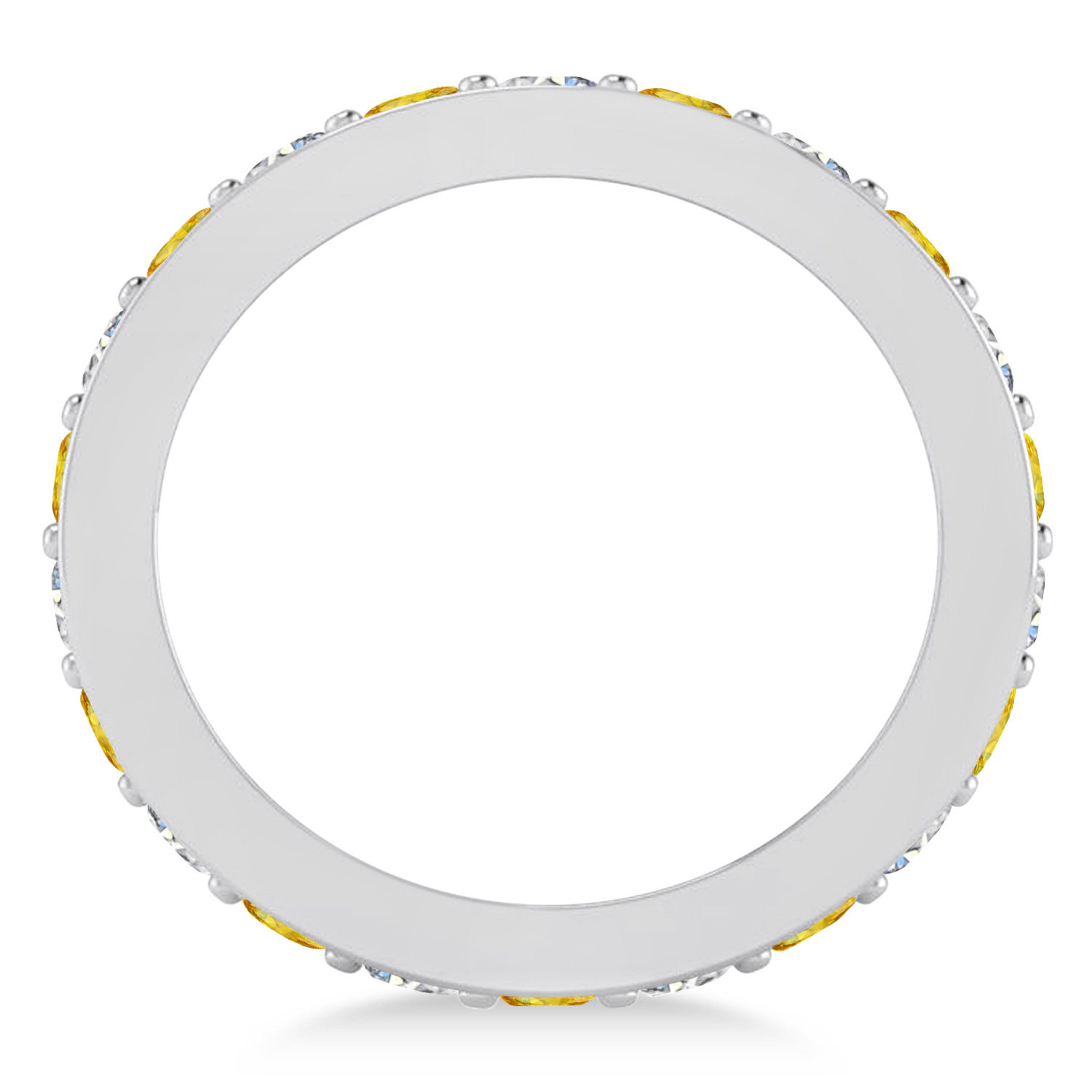 Diamond & Yellow Sapphire Eternity Wedding Band 14k White Gold (1.76ct)