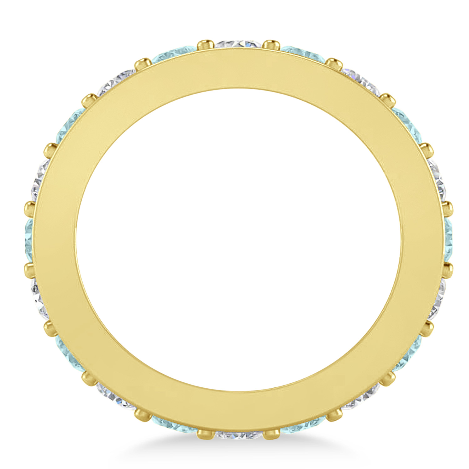 Diamond & Aquamarine Eternity Wedding Band 14k Yellow Gold (2.10ct)