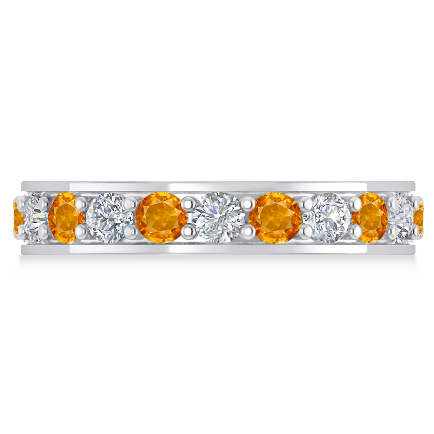 Diamond & Citrine Eternity Wedding Band 14k White Gold (2.10ct)