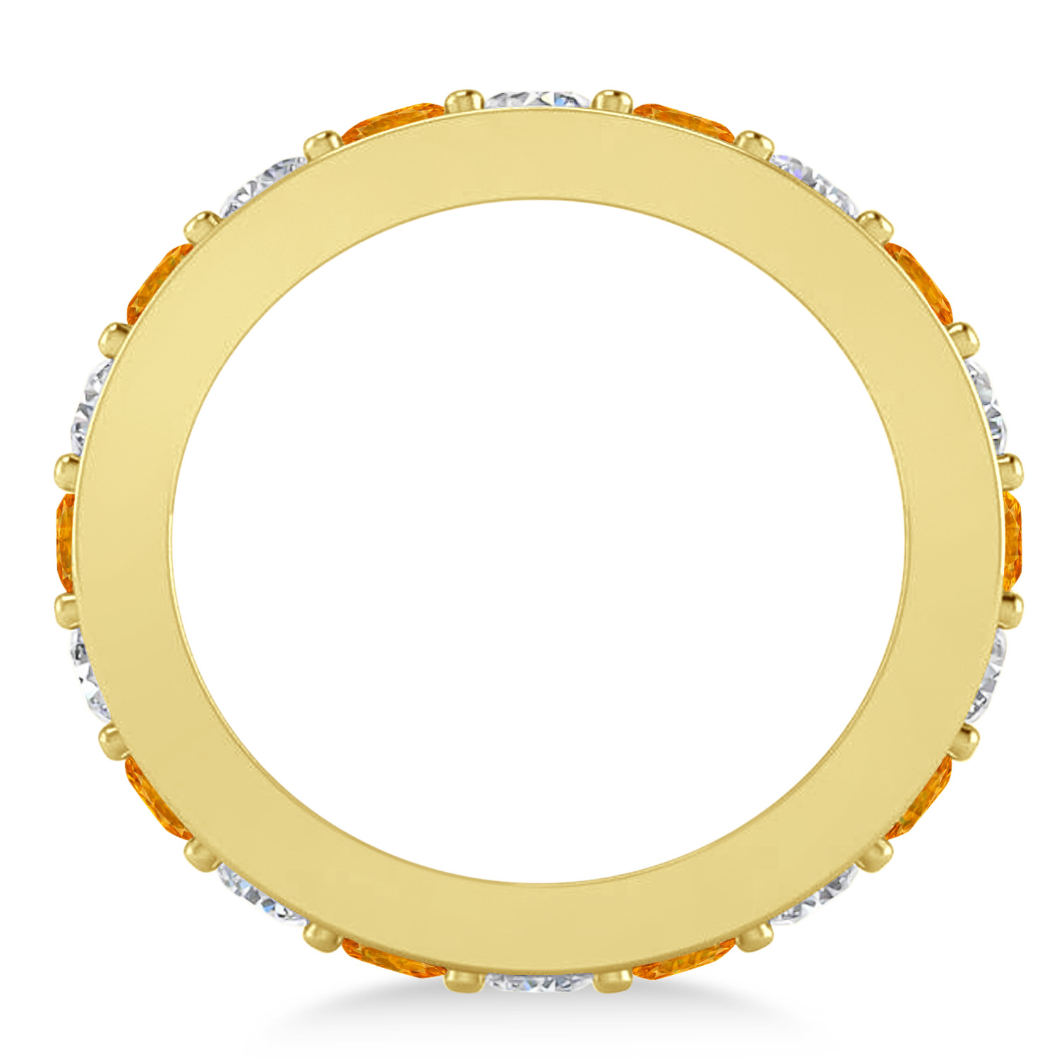 Diamond & Citrine Eternity Wedding Band 14k Yellow Gold (2.10ct)