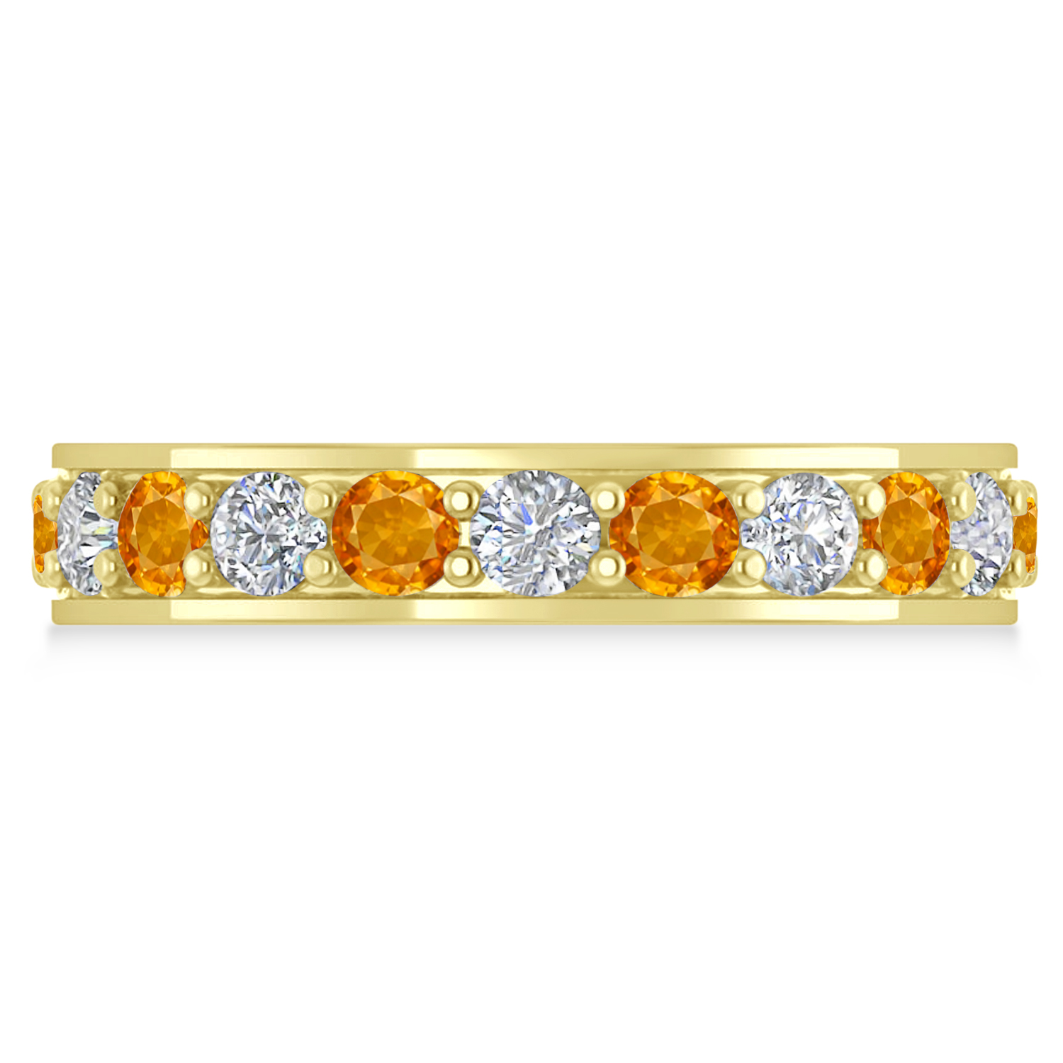 Diamond & Citrine Eternity Wedding Band 14k Yellow Gold (2.10ct)
