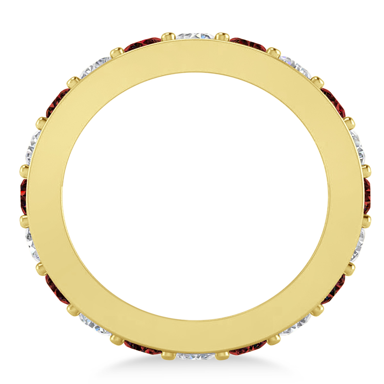 Diamond & Garnet Eternity Wedding Band 14k Yellow Gold (2.10ct)
