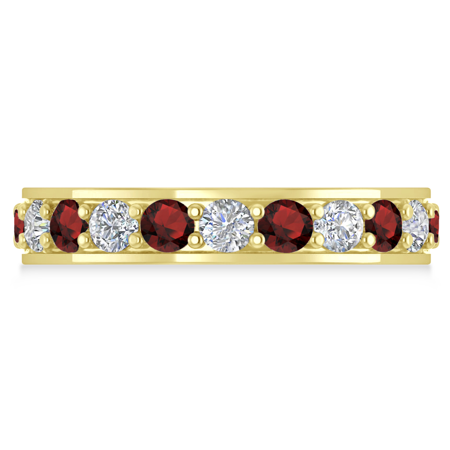 Diamond & Garnet Eternity Wedding Band 14k Yellow Gold (2.10ct)