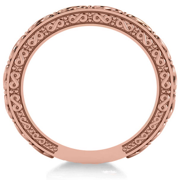 Infinity Design Etched Wedding Band 14k Rose Gold
