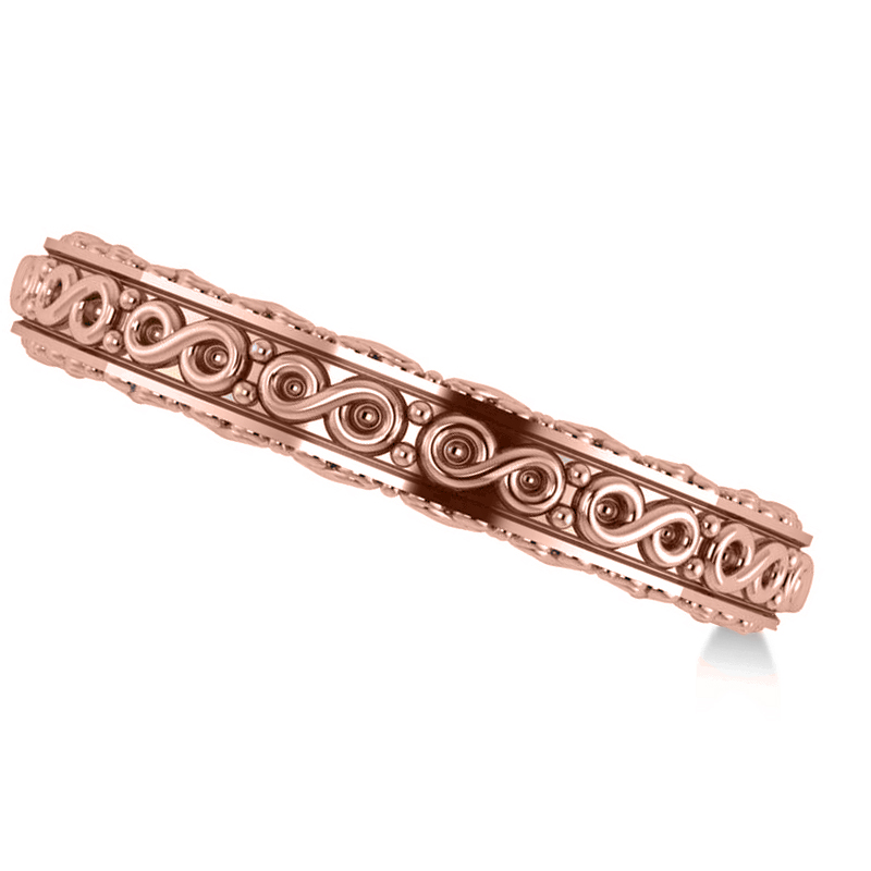 Infinity Design Etched Wedding Band 14k Rose Gold