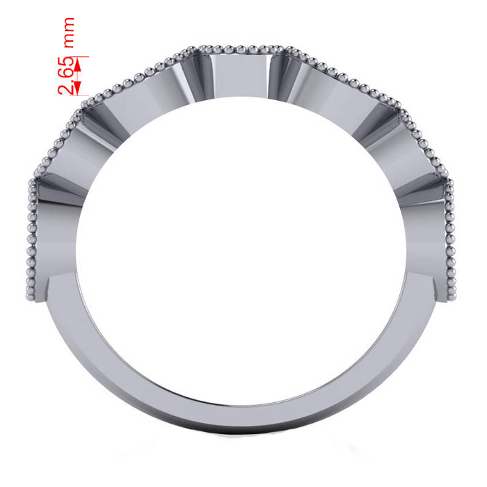 Marquise & Round Diamond Milgrain Edged Band 14k White Gold (0.90ct)