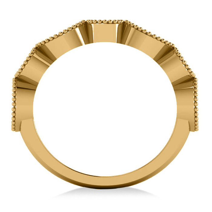 Marquise & Round Diamond & Aquamarine Band 14k Yellow Gold (0.90ct)